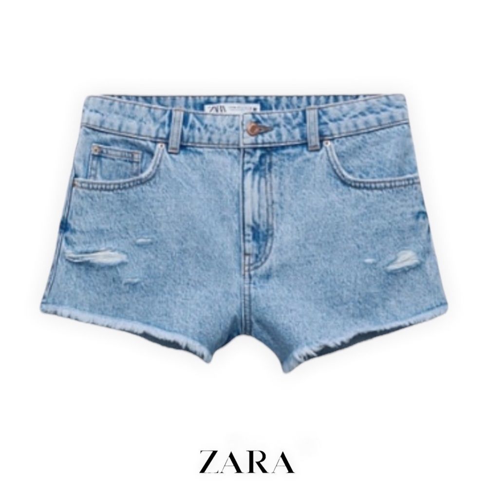 ZARA Women | Light Blue | Z1975 Ripped Denim Shorts